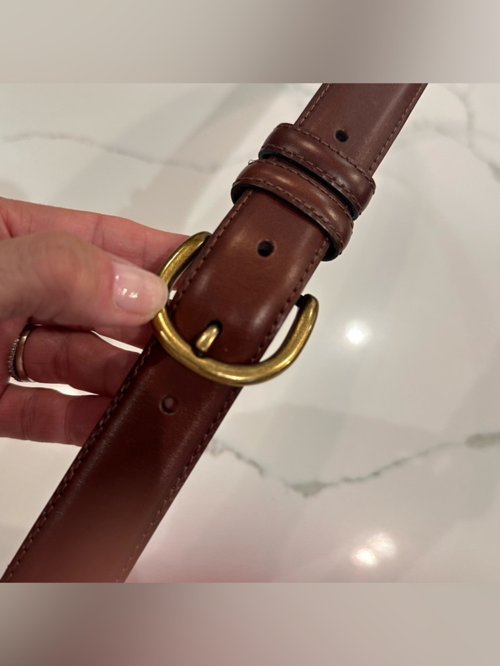 Jos A Bank Italian Leather Belt Brass Buckle Mens 46 Brown Professional Career - Picture 4 of 12